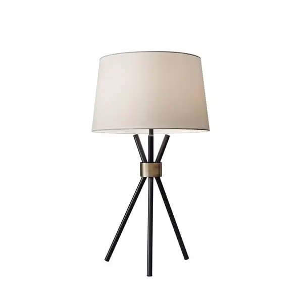 Adesso Benson Black with Antique Bronze Accent Table Lamp