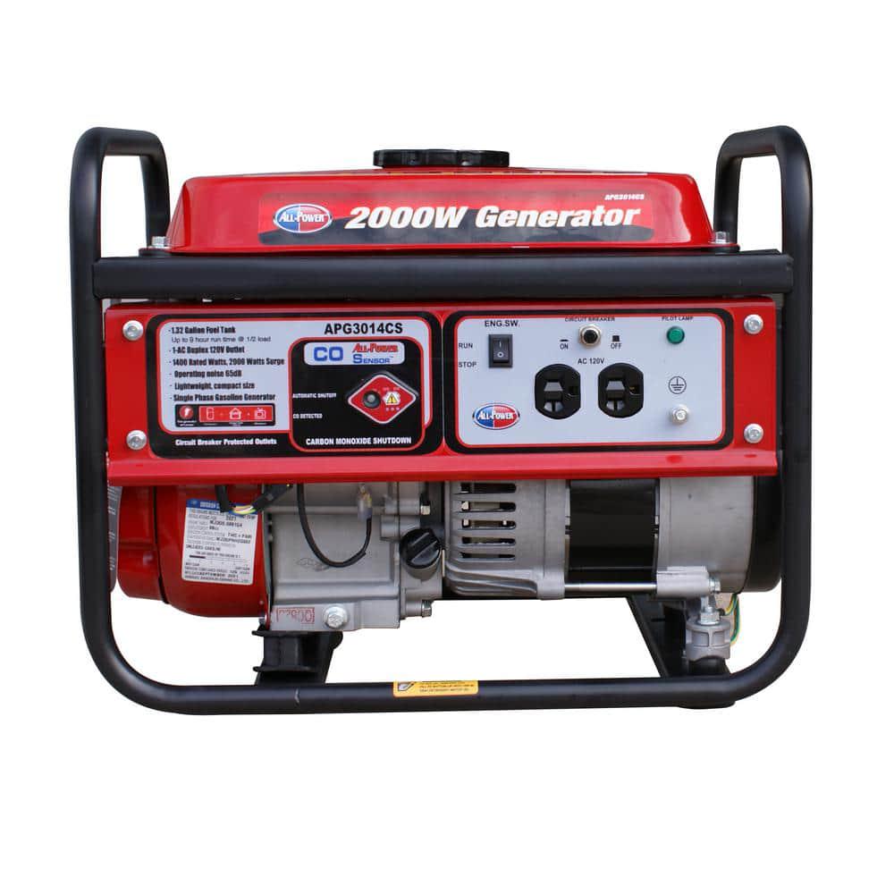 All Power 2000Watt Manual Start Gas Powered Portable Generator With Auto CO Shutoff