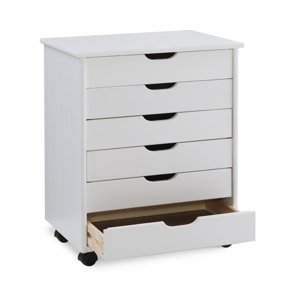 Six Drawer Wide Roll Storage Cart  White Finish  Office