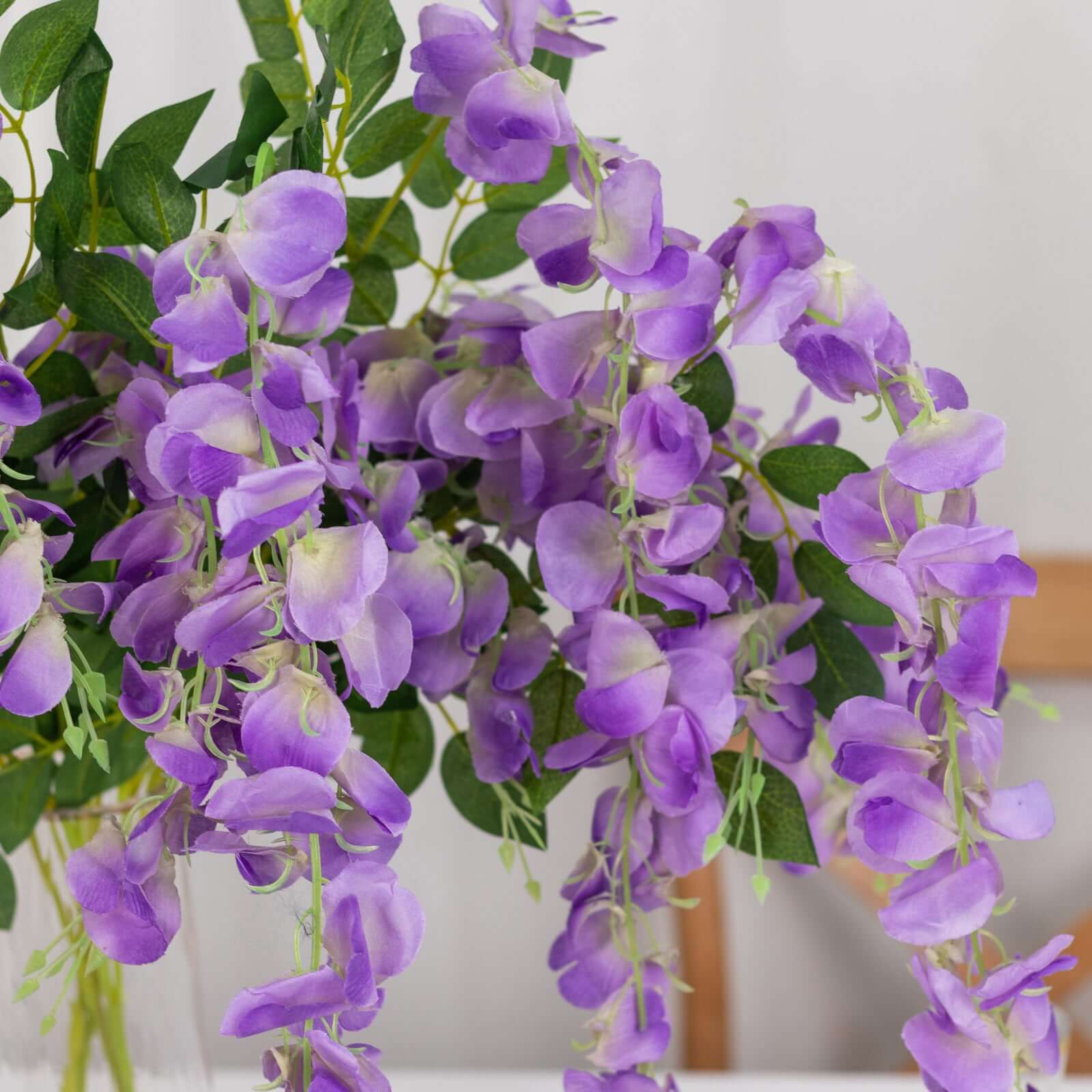 5 Pack Purple Artificial Silk Hanging Wisteria Flower Vines 44