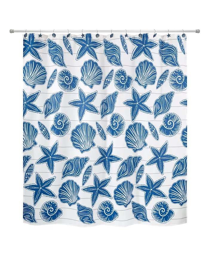 Avanti Ibiza Shells Hand-Painted 13-Pc. Shower Curtain and Hooks Set