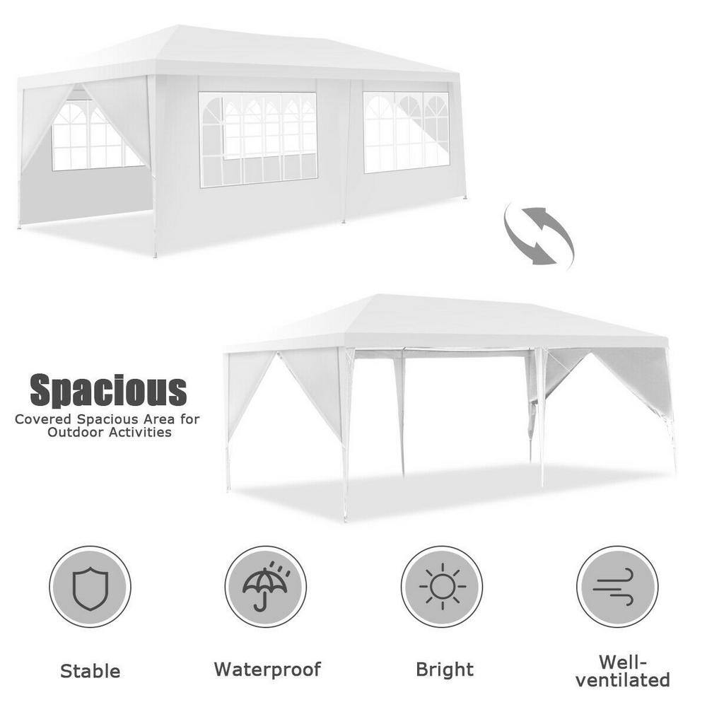 10 ft. x 20 ft. 6 Sidewalls Canopy Tent with Carry Bag OP-HKY-3926WH