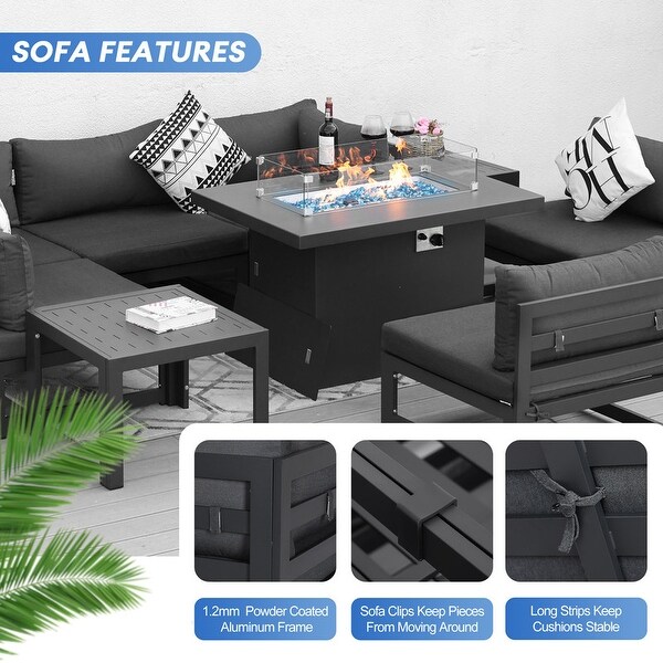 Nicesoul Luxury Patio Aluminum Sofa Conversation Furniture Set with Coffee Table