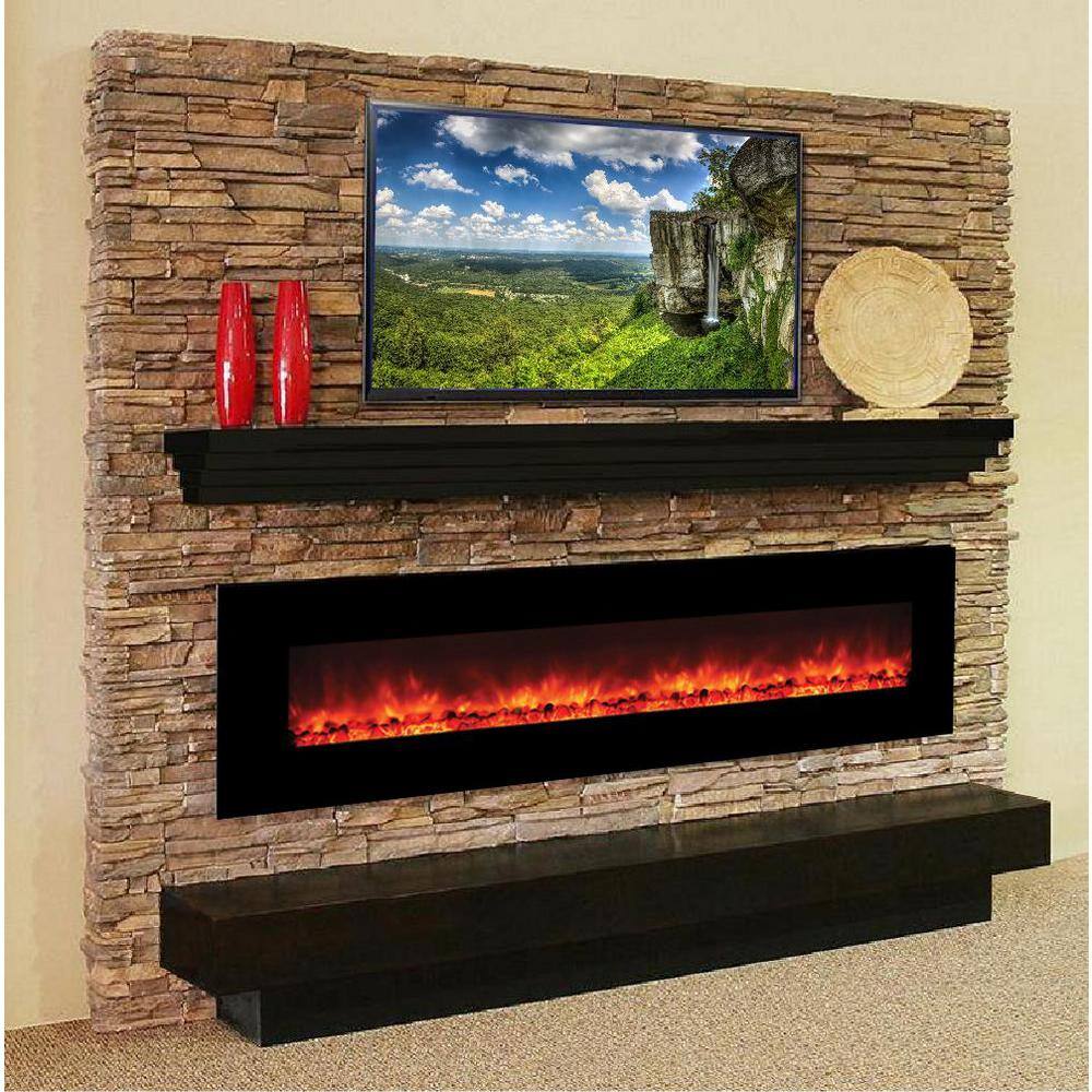 Master of Romance 95 in. Wall-Mount Electric Fireplace in Black FP95