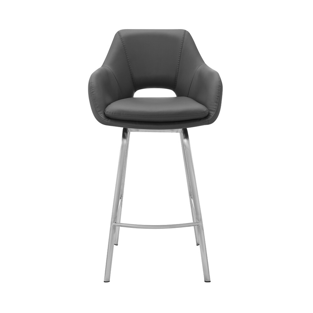 Aura Faux Leather and Metal Bar Stool