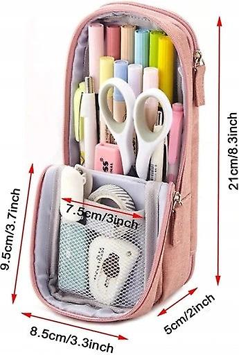 Standing Canvas Pencil Case Pouch (pink)