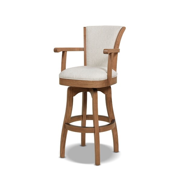 Williams Oak Wood Swivel Bar Stool and Counter Stool with Armrests