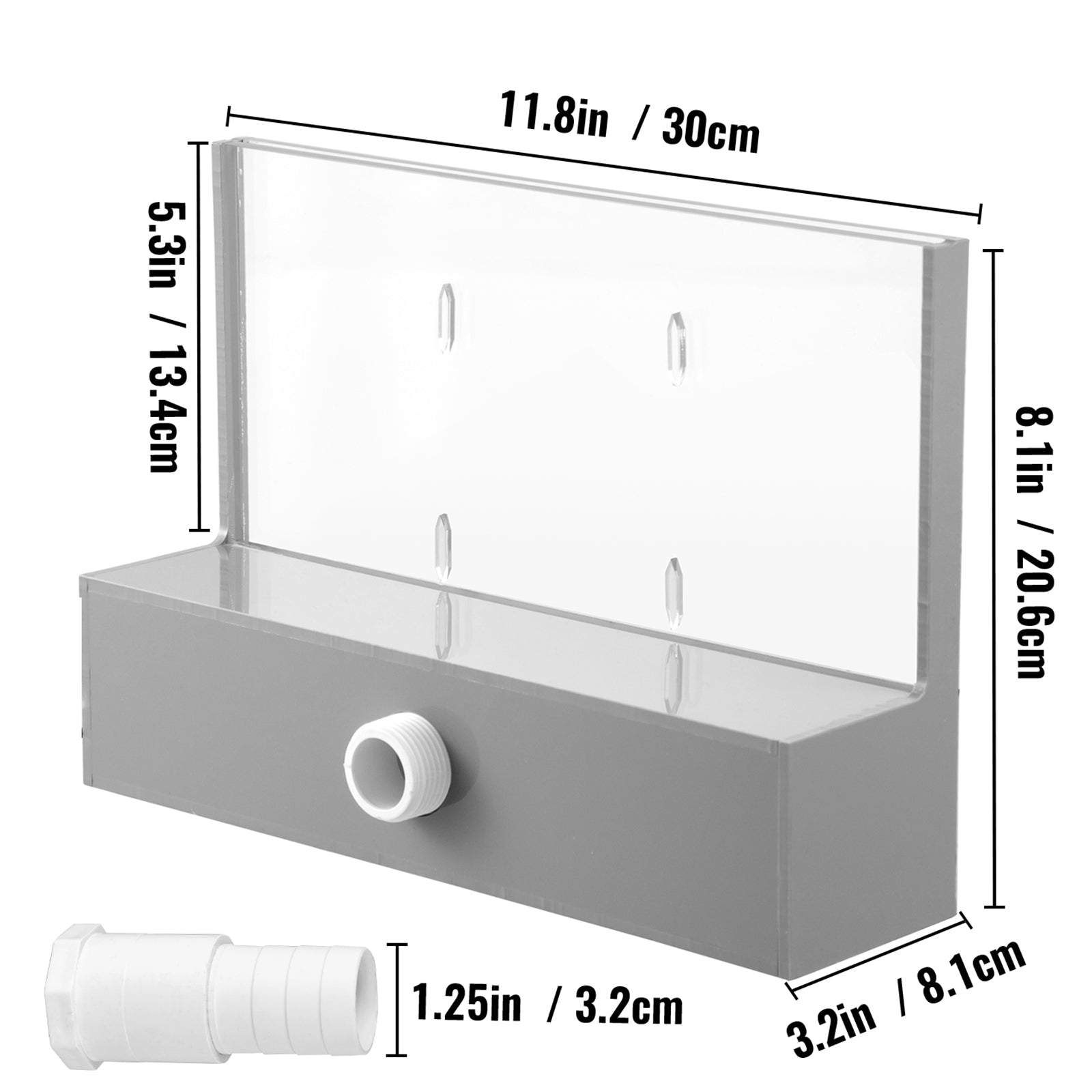 VEVORbrand Pool Fountain Spillway 11.8x3.2x8.1 inches， Blue Strip LED Light， Pool Waterfall Fountain Solid Acrylic for Garden Pond， Swimming Pool， Squares