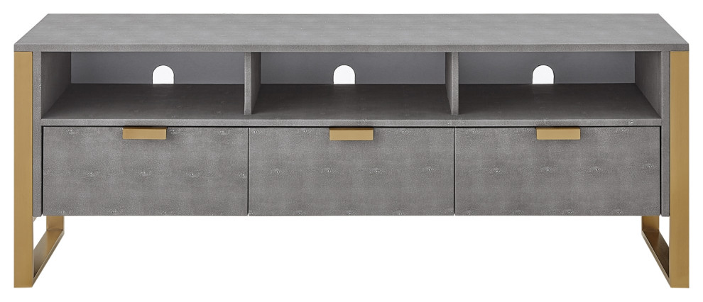 Nicole Miller Chayton TV Stand  Faux Shagreen 55Lx16Wx20.7H   Contemporary   Entertainment Centers And Tv Stands   by Inspired Home  Houzz