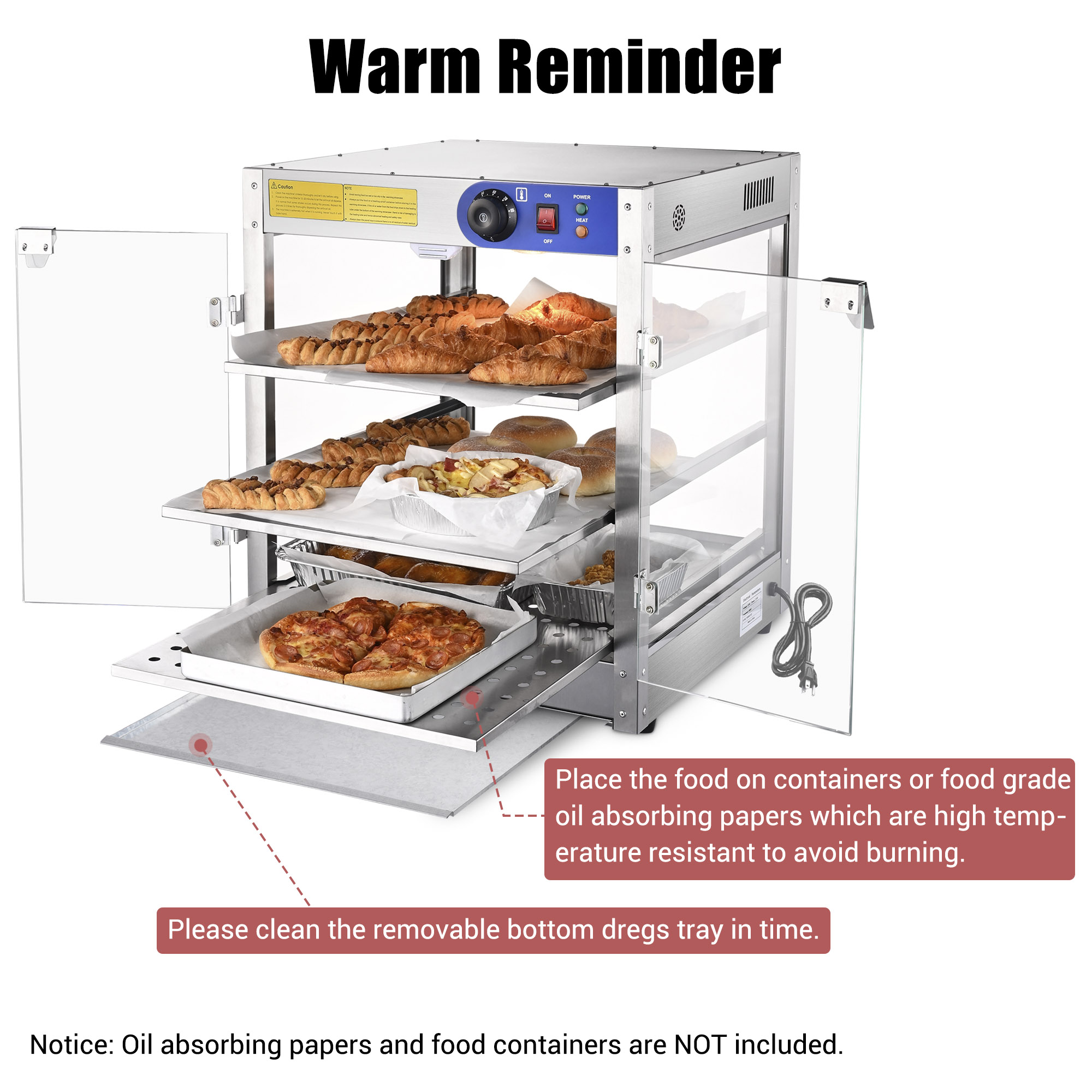 WeChef Commercial Food Warmer 3-Tier 20x20x24