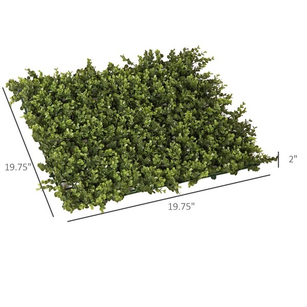 Outsunny 12PCS 20 x 20 Artificial Boxwood Panels Milan Leaf Grass Privacy Fence Screen Topiary Hedge Plant Greenery Wall