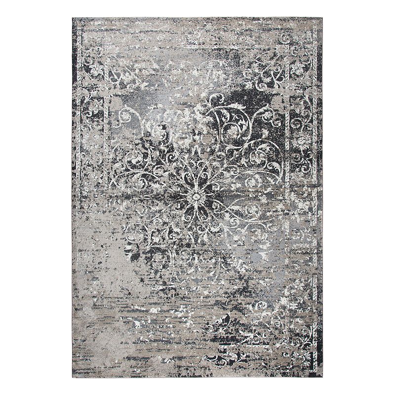 Rizzy Home Panache Transitional Central Medallion Scroll Work Distressed Geometric Rug