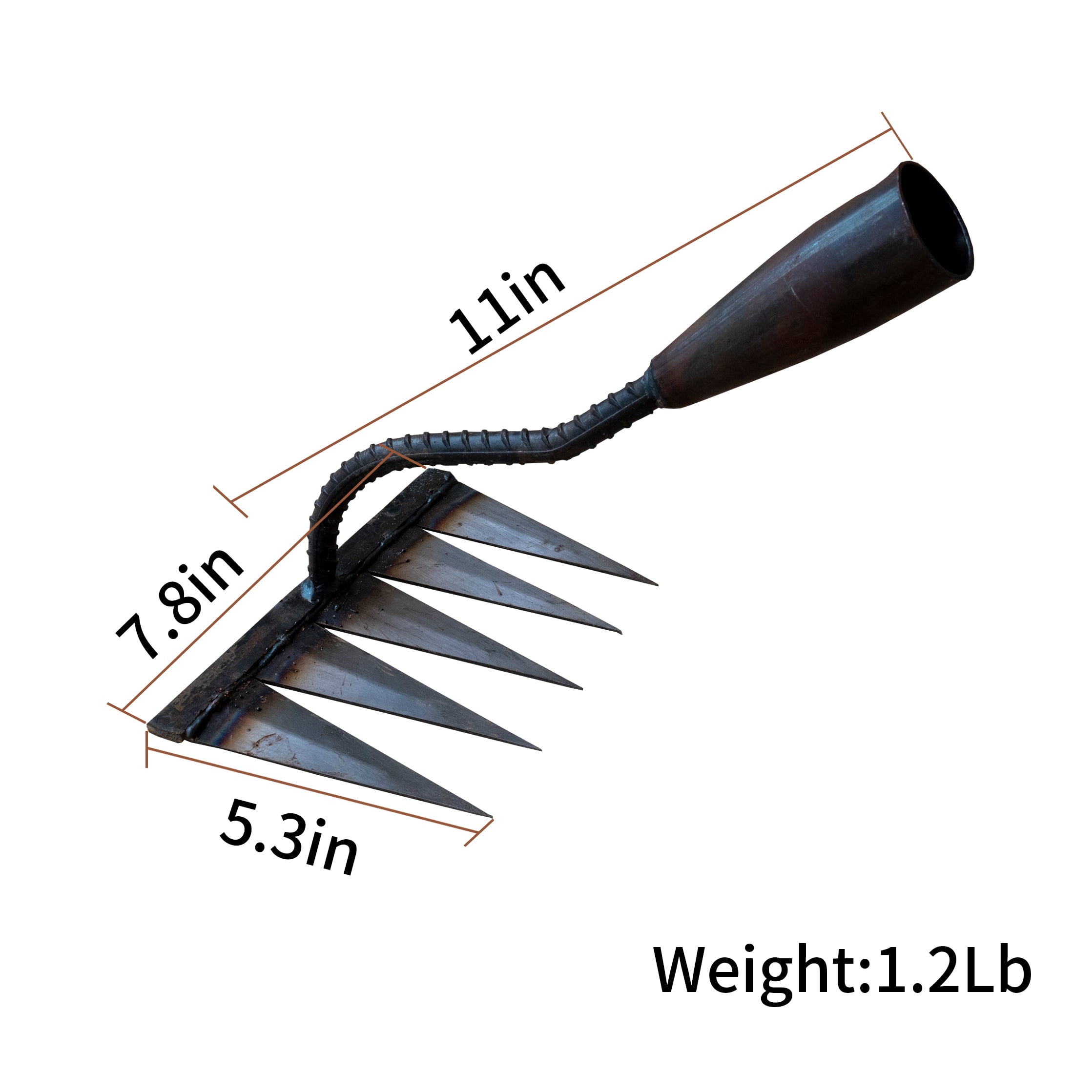 Fulande Garden tool Garden Hoe Flower Hoe with Five Teeth Dethatching Weeding Acreage Cultivator Tool Steel