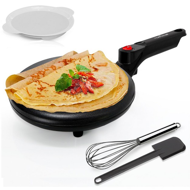 Nutrichef Electric Griddle Crepe Maker hot Plate Cooktop Nonstick Coating Automatic Temperature Control amp Plug in Operation For Kitchen amp Countertop