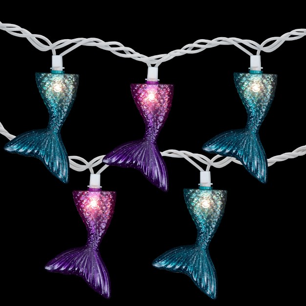 Northlight 10 count Purple And Blue Mermaid Tail Patio Light Set 6 Ft White Wire