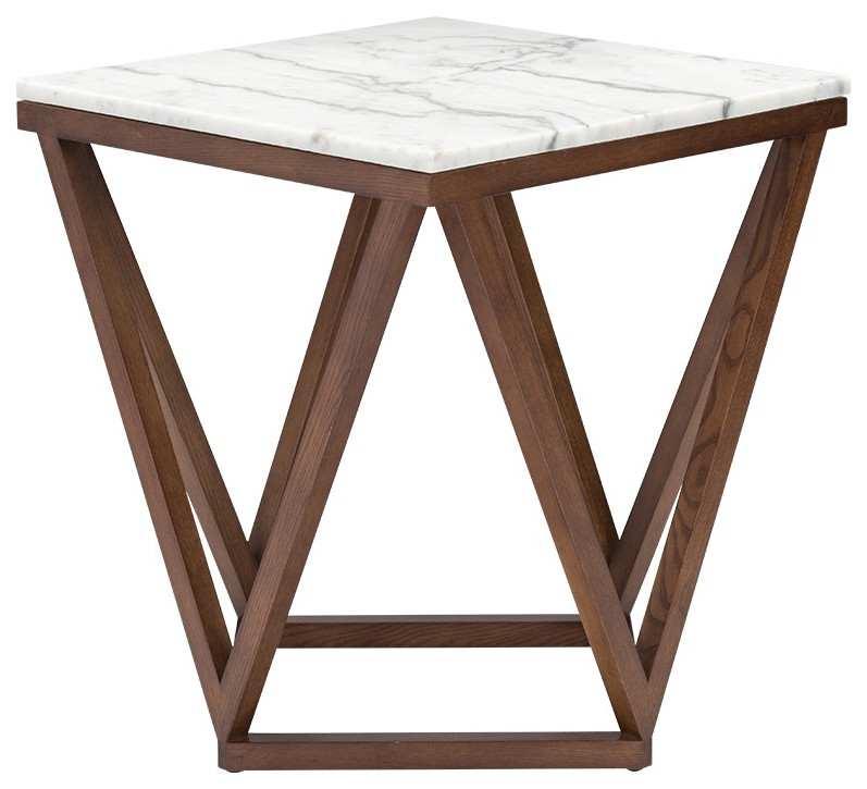 Marbe and Wood End Table   Transitional   Side Tables And End Tables   by HomeCraftDecor  Houzz