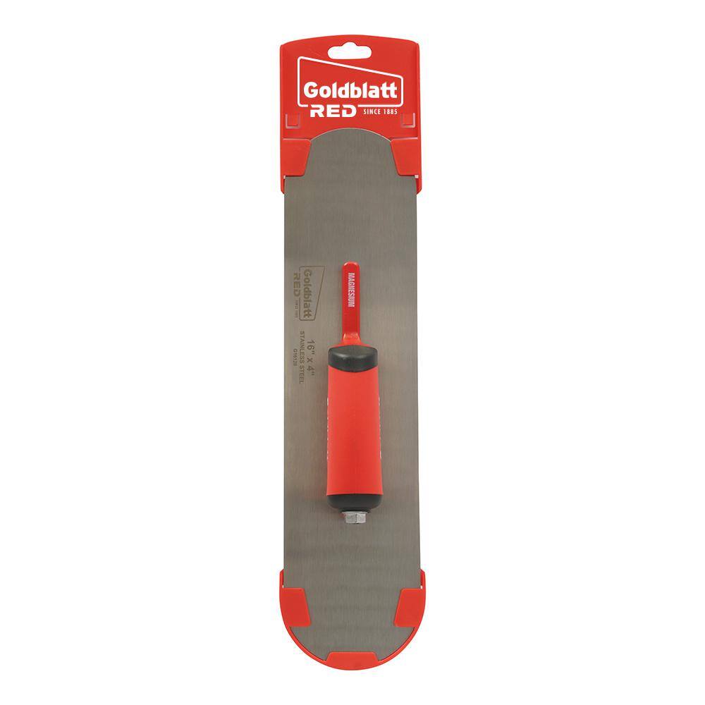 Goldblatt RED SINCE 1885 16 in. x 4 in. Pro Steel Pool Trowel G16120