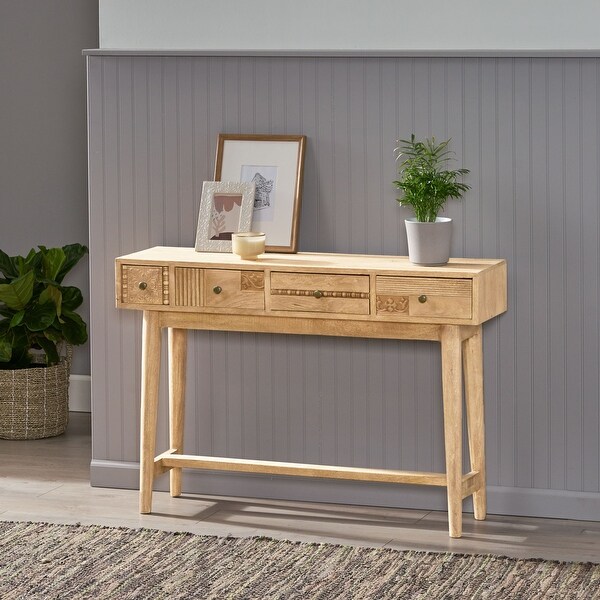 Warthen Boho Handcrafted 4 Drawer Console Table by Christopher Knight Home - 44.00