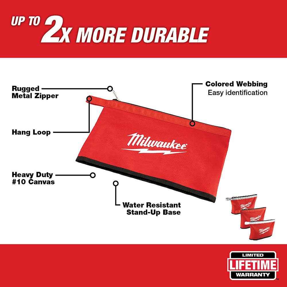 Milwaukee 3 pk Zipper Pouches 48-22-8193 from Milwaukee