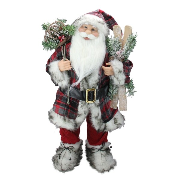 24 Alpine Santa Claus with Snowshoes and Skis Christmas Figure