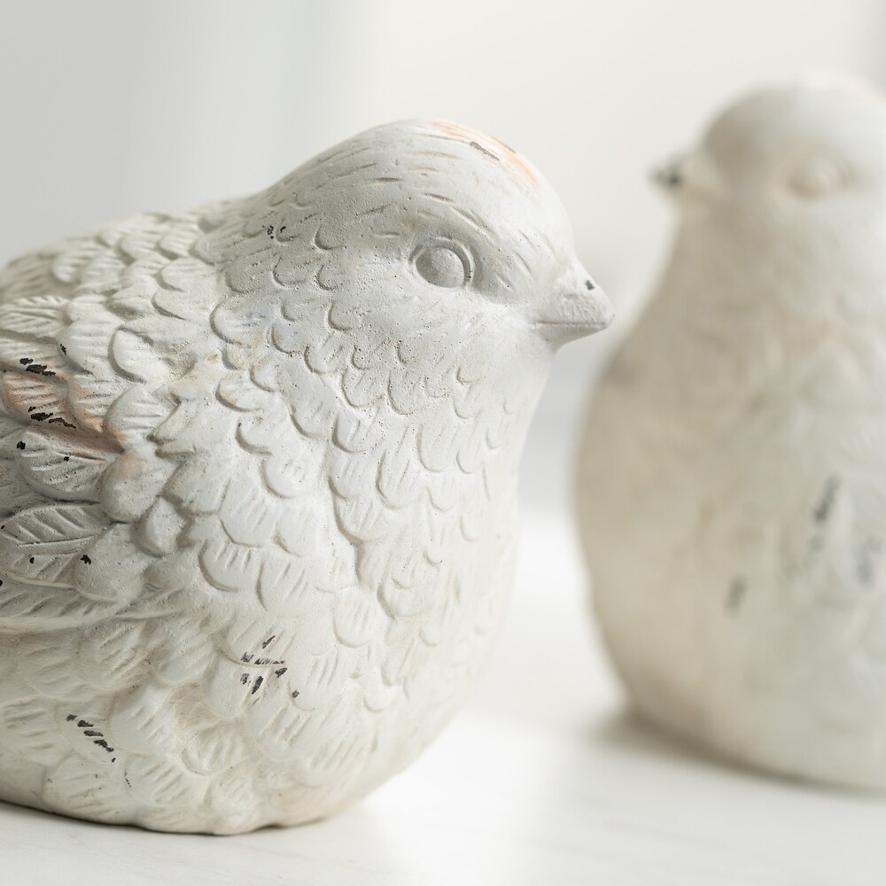 Sullivans Whitewashed Bird Figurine Set of 2  5\