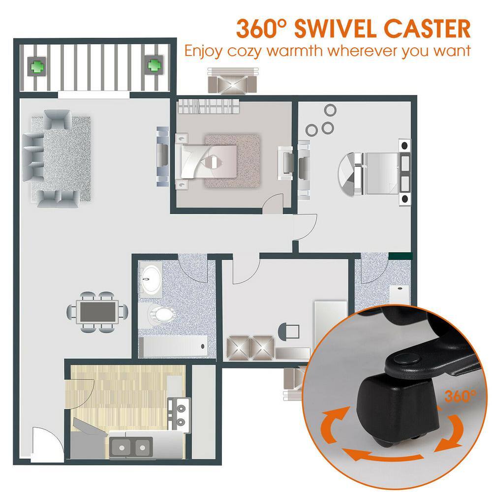 Costway 1500-Watt Electric Oil-Filled Radiant Space Heater with Adjustable Thermostat EP24918US-BK