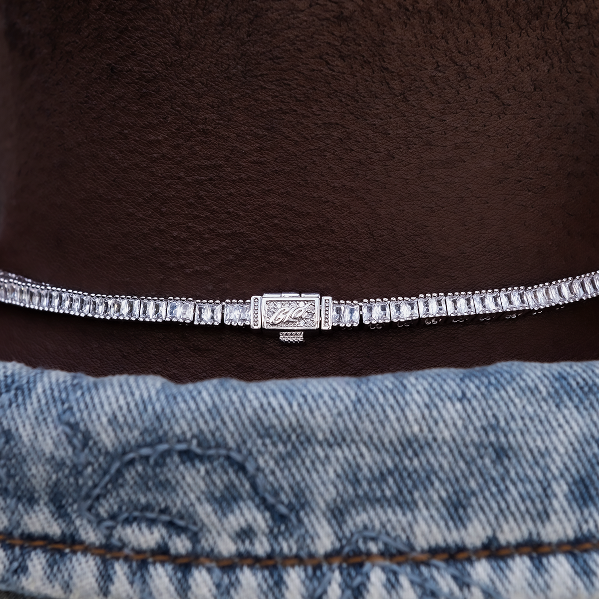 Diamond Baguette Tennis Chain in White Gold- 3mm