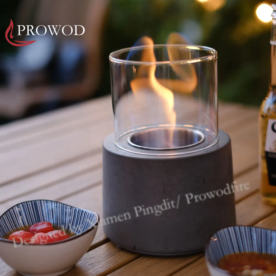 Prowod Hot Sellers Cement Portable Tabletop Bio Ethanol Mini concrete fire pit for Camping