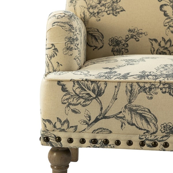 Geltrude Traditonal Floral Fabric Design Upholstered Accent Armchair with Turned Legs by HULALA HOME