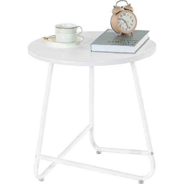 Small Round End Table，Indoor and Outdoor (White)