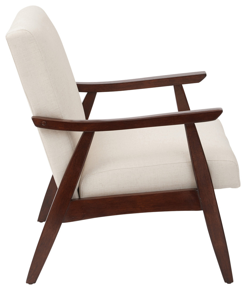 Davis Chair  Linen Fabric With Medium Espresso Frame   Midcentury   Armchairs And Accent Chairs   by Homesquare  Houzz