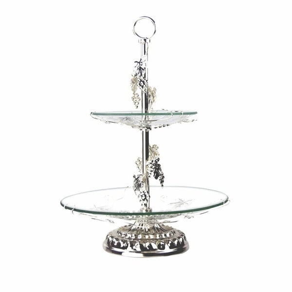 2-Layer Fruit Display Tray Glass Bowl Multi-Function Cake Stand