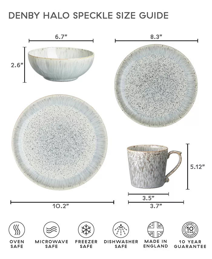 Denby Halo Speckle Set of 4 Medium Plates