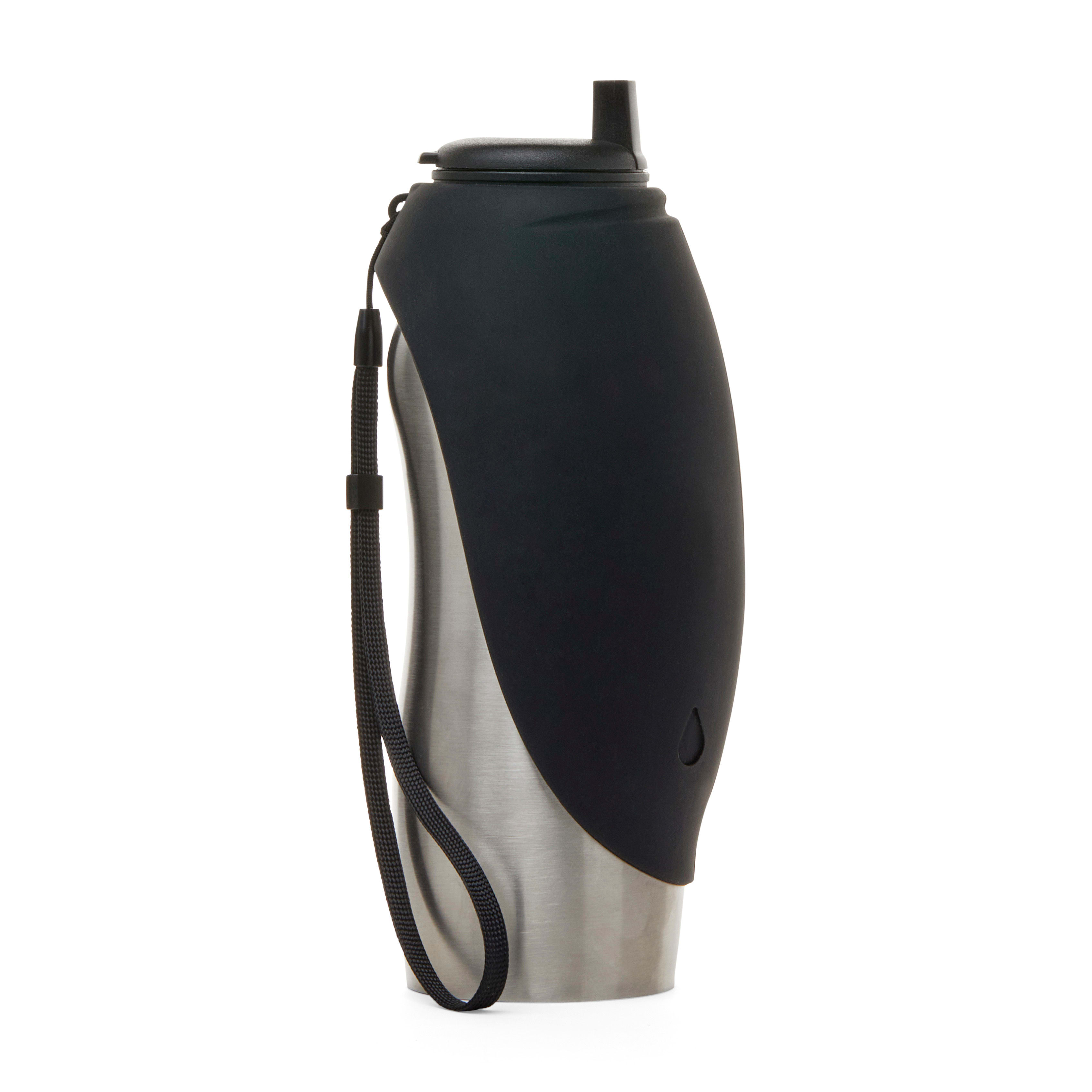 EveryYay Wet Your Whistle Black Stainless-Steel Water Dispenser for Dogs