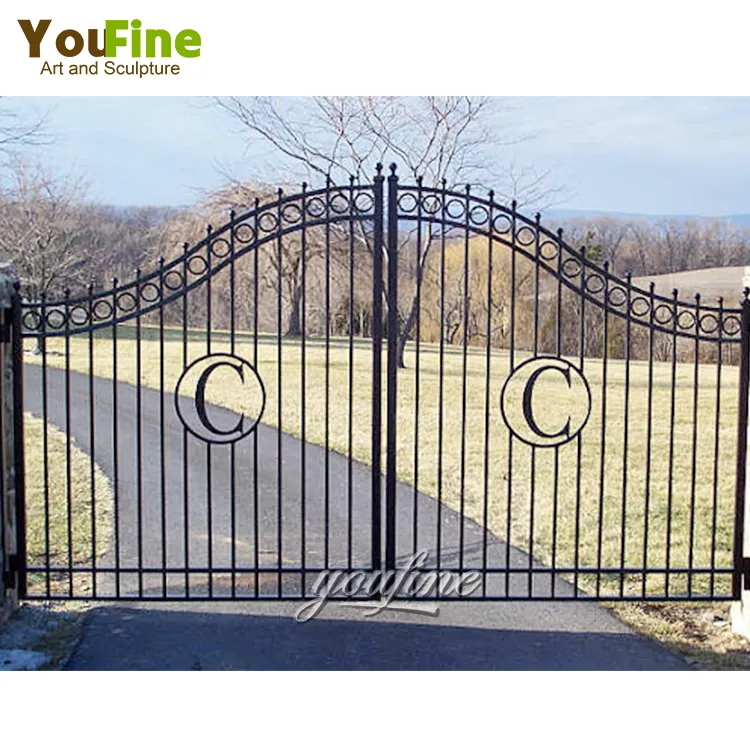 Luxury factory price modern wrought iron main gate design