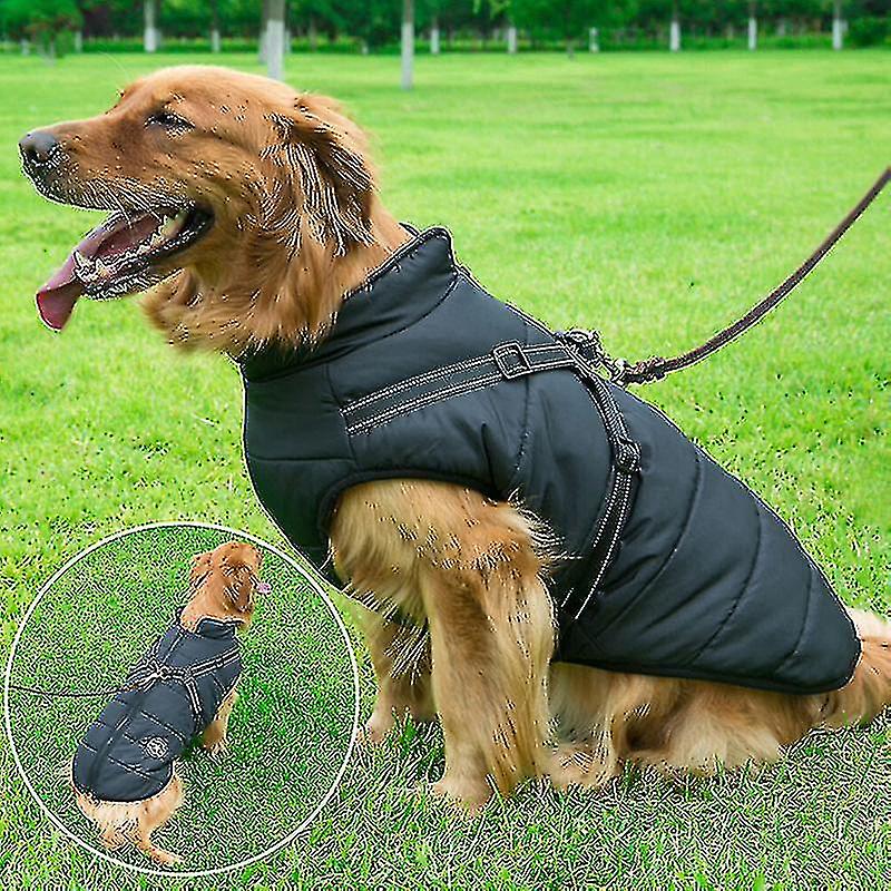 Warm Waterproof Jacket With Harness For Pet Dog Winter Comfy Cotton Apparel Padded Vest