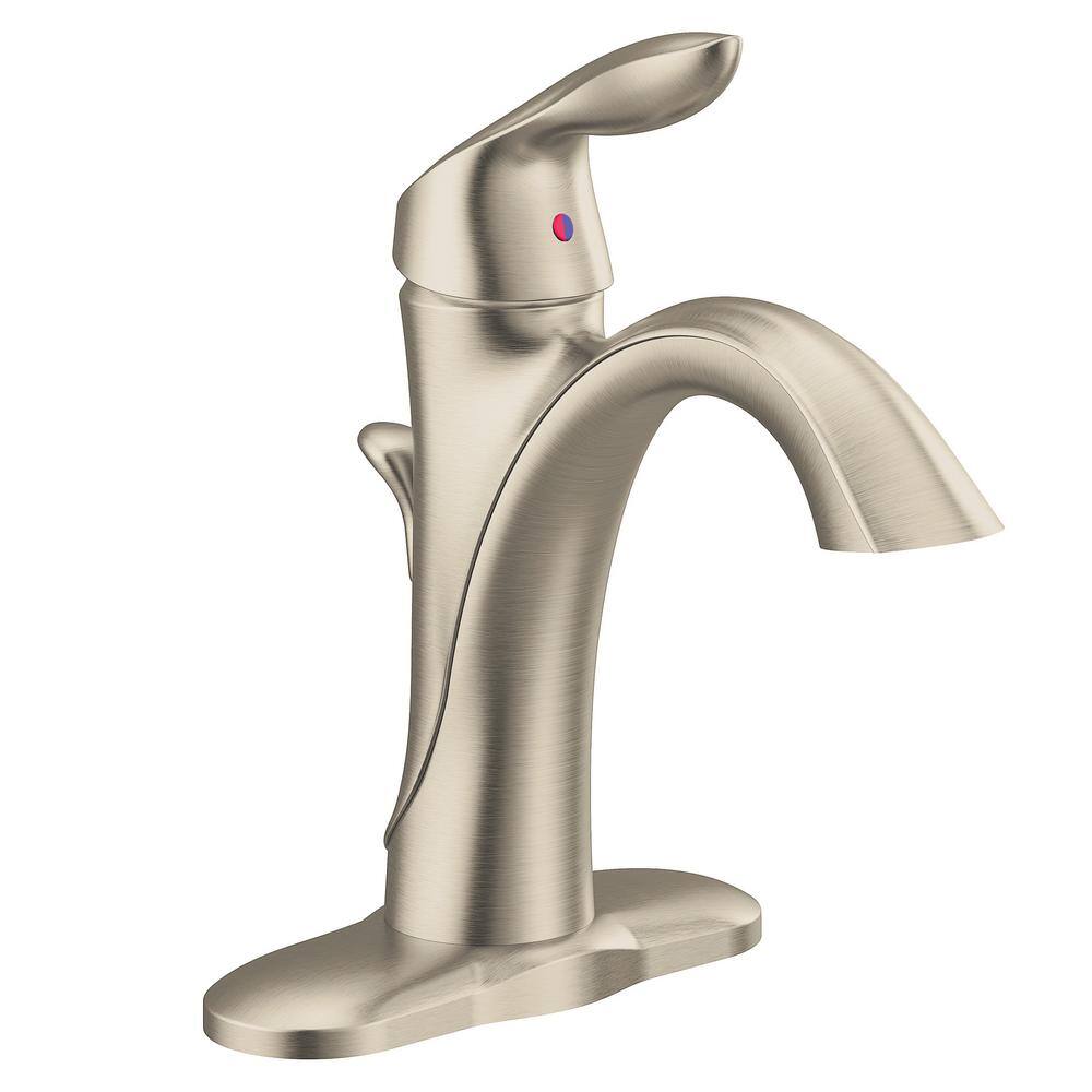 MOEN Eva Single-Handle Single Hole High-Arc Bathroom Faucet in Brushed Nickel 6400BN