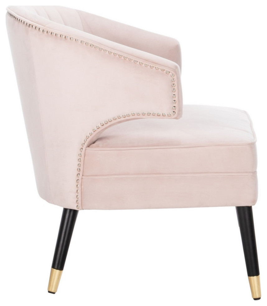 Zena Wingback Arm Chair  Pale Pink/Black   Midcentury   Armchairs And Accent Chairs   by Rustic Home Furniture Deco  Houzz