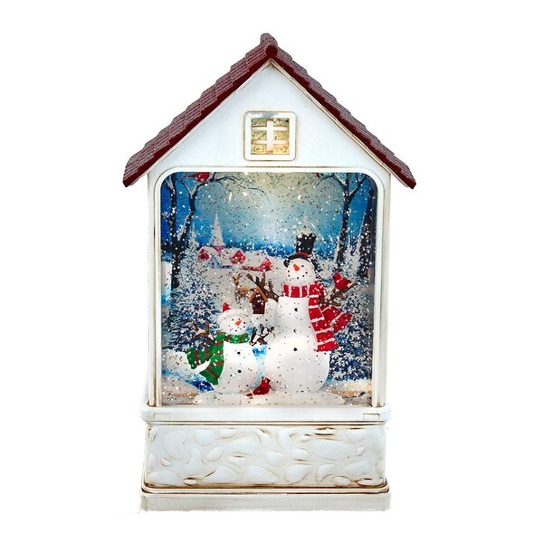 Kurt Adler 9.2Inch BatteryOperated Lighted Snowman House Water Lantern