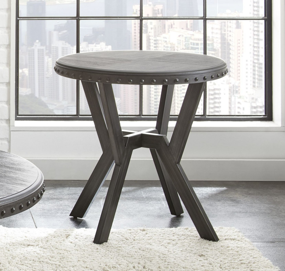 Alamo Round End Table   Industrial   Side Tables And End Tables   by HedgeApple  Houzz