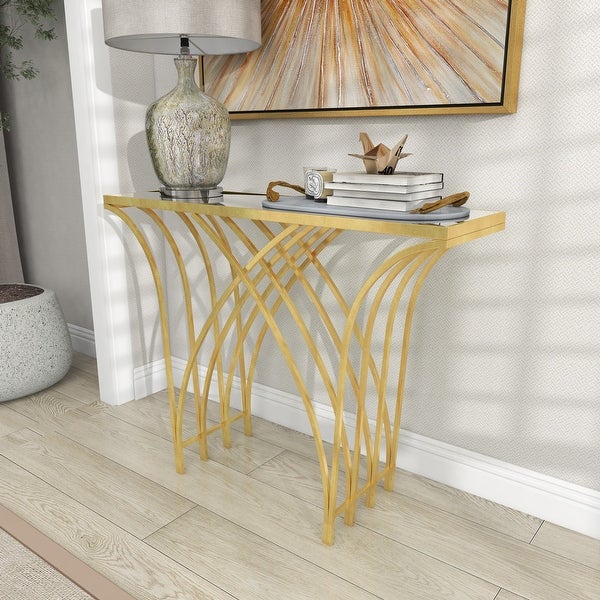 Gold Iron Modern Console Table 31 x 41 x 12 - 41 x 12 x 31