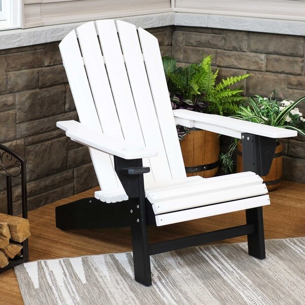 Sunnydaze AllWeather Outdoor Adirondack Chair with Drink Holder