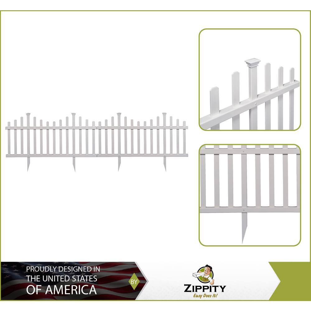 Zippity Outdoor Products 2.5 ft. x 4.7 ft. Madison No-Dig Vinyl Garden Picket Fence Panel Kit (2-Pack) ZP19001