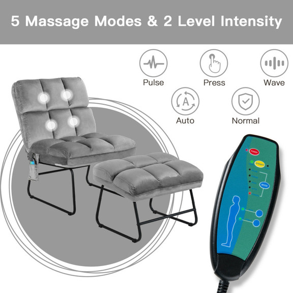 Costway 38957102 Velvet Massage Recliners with Ott...