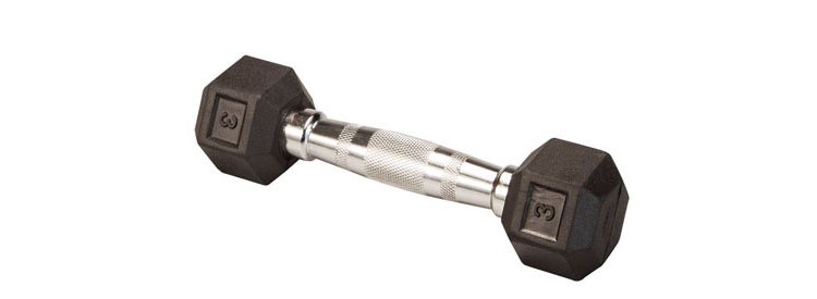 Body-Solid 3 lb Rubber Coated Hex Dumbbell