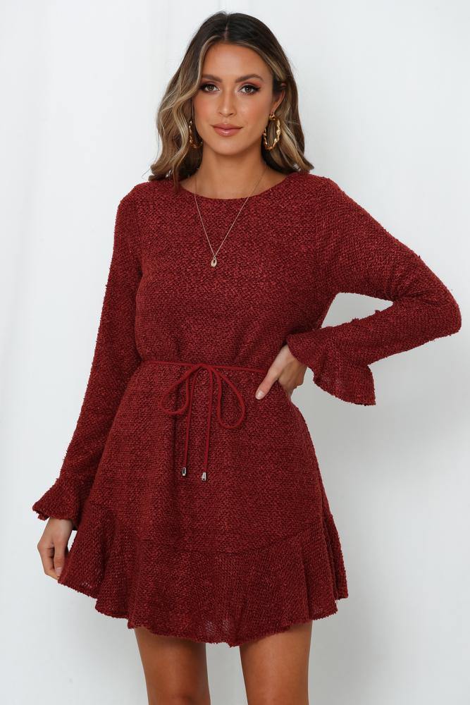 Keep Me Warm At Night Dress Maroon