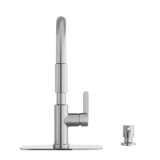 Glacier Bay Paulina Single-Handle Pull-Down Sprayer Kitchen Faucet with TurboSpray FastMount Soap Dispenser in Stainless Steel HD67780-1008D2