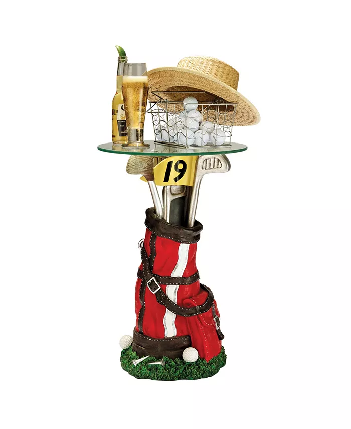 Design Toscano on Par Golf Bag Sculptural Glass-Topped Table