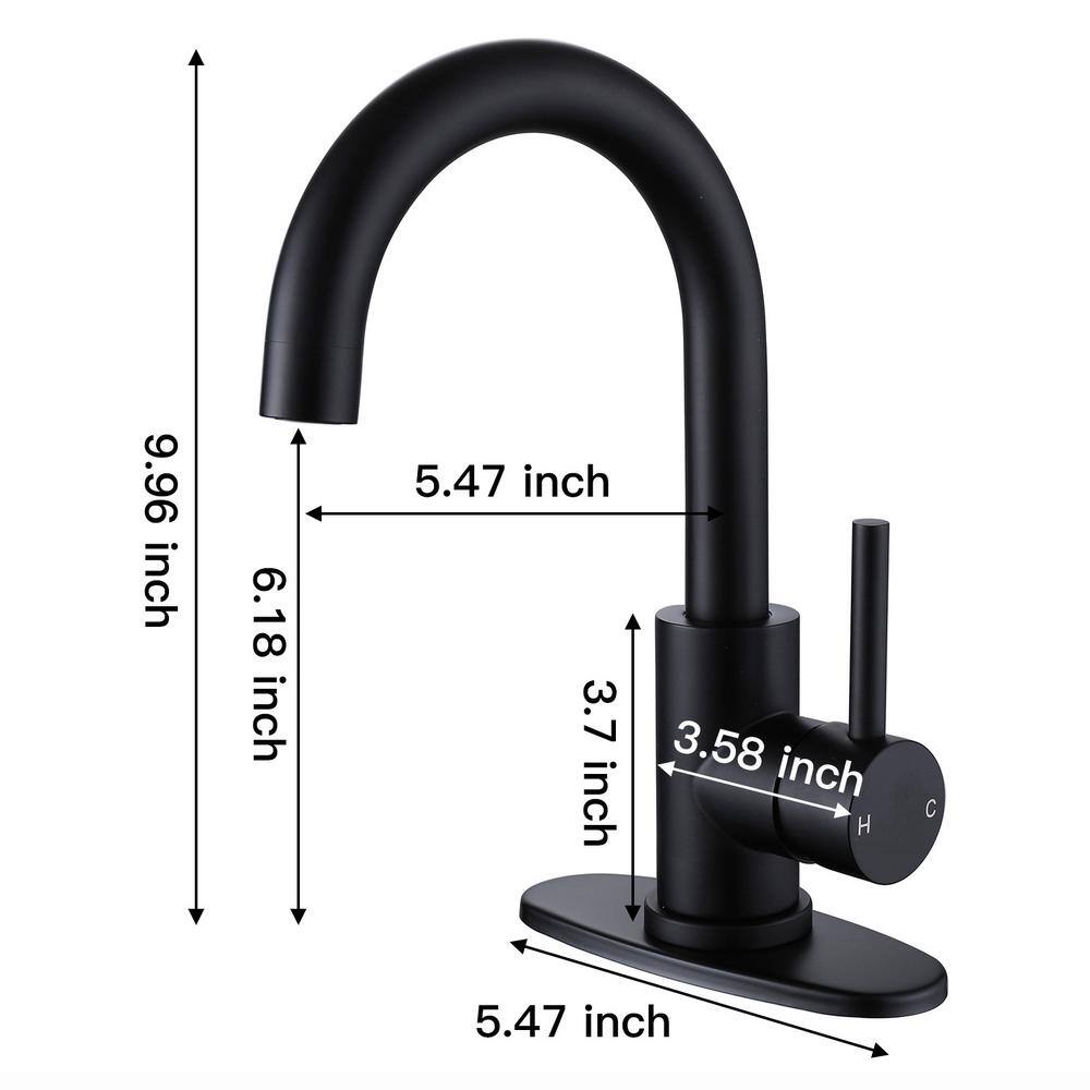 BWE Single Hole Single-Handle Bar Faucet With Swivel Spout in Matte Black B-96025-Black