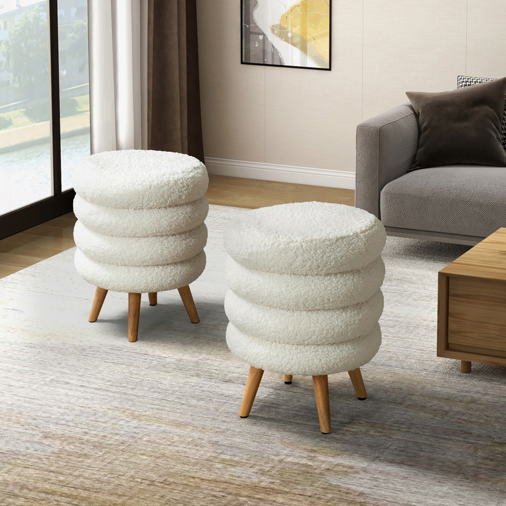 Flavio 15.7 quotW Ottoman  Set of 2   Midcentury   Footstools And Ottomans   by Karat Home  Houzz